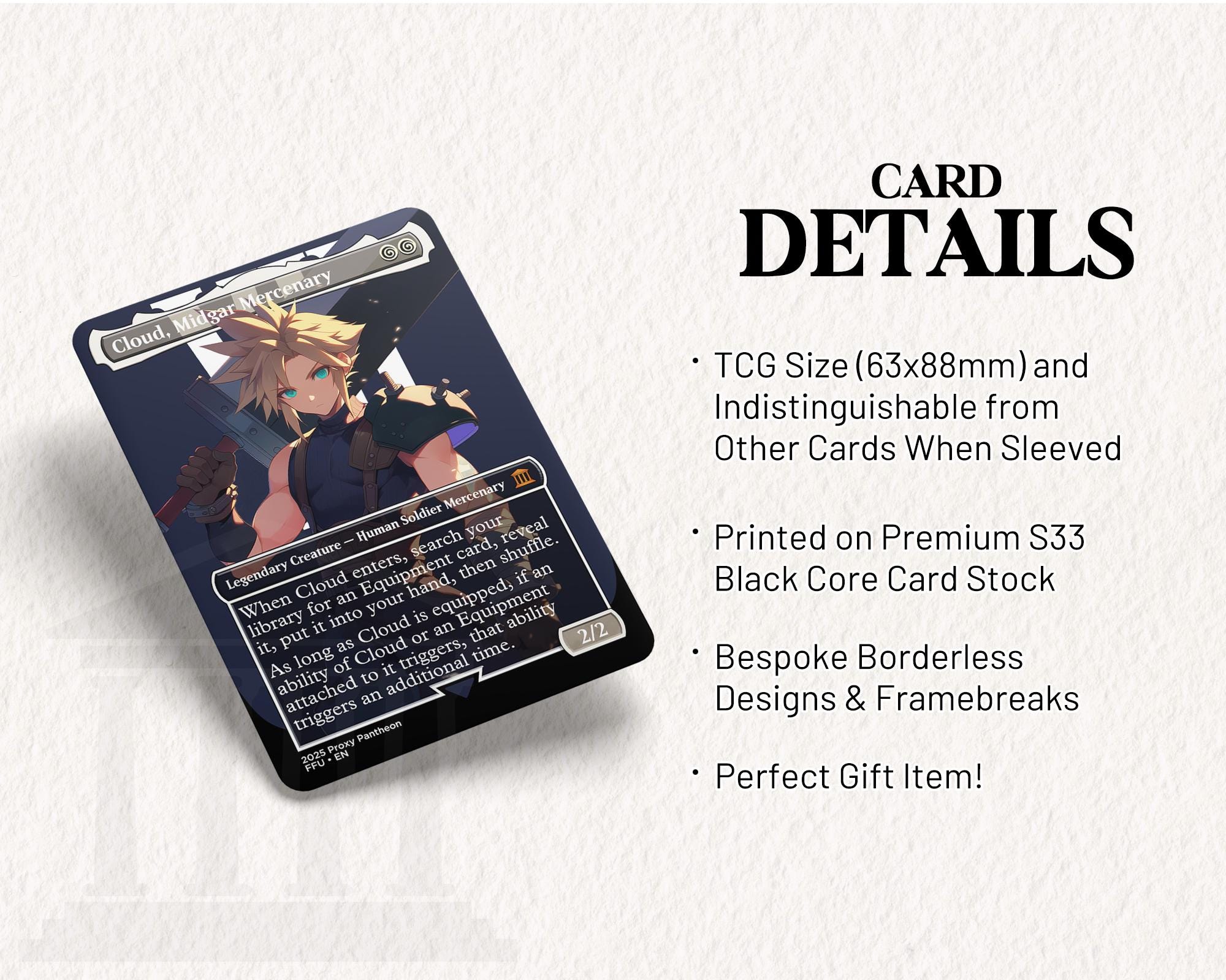 Cloud, Midgar Mercenary | Foil Proxy Card (Dark)
