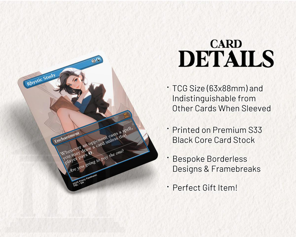 Rhystic Study (v4) | Proxy Card (Legs Up)