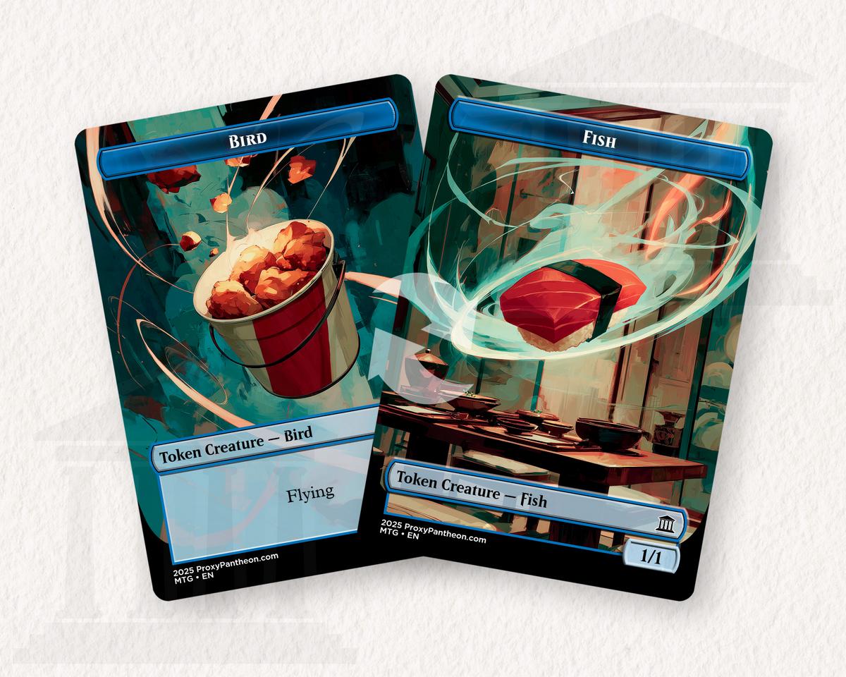 Bird (2/2) & Fish (1/1) Reversible Tokens (Flying) | Proxy Card