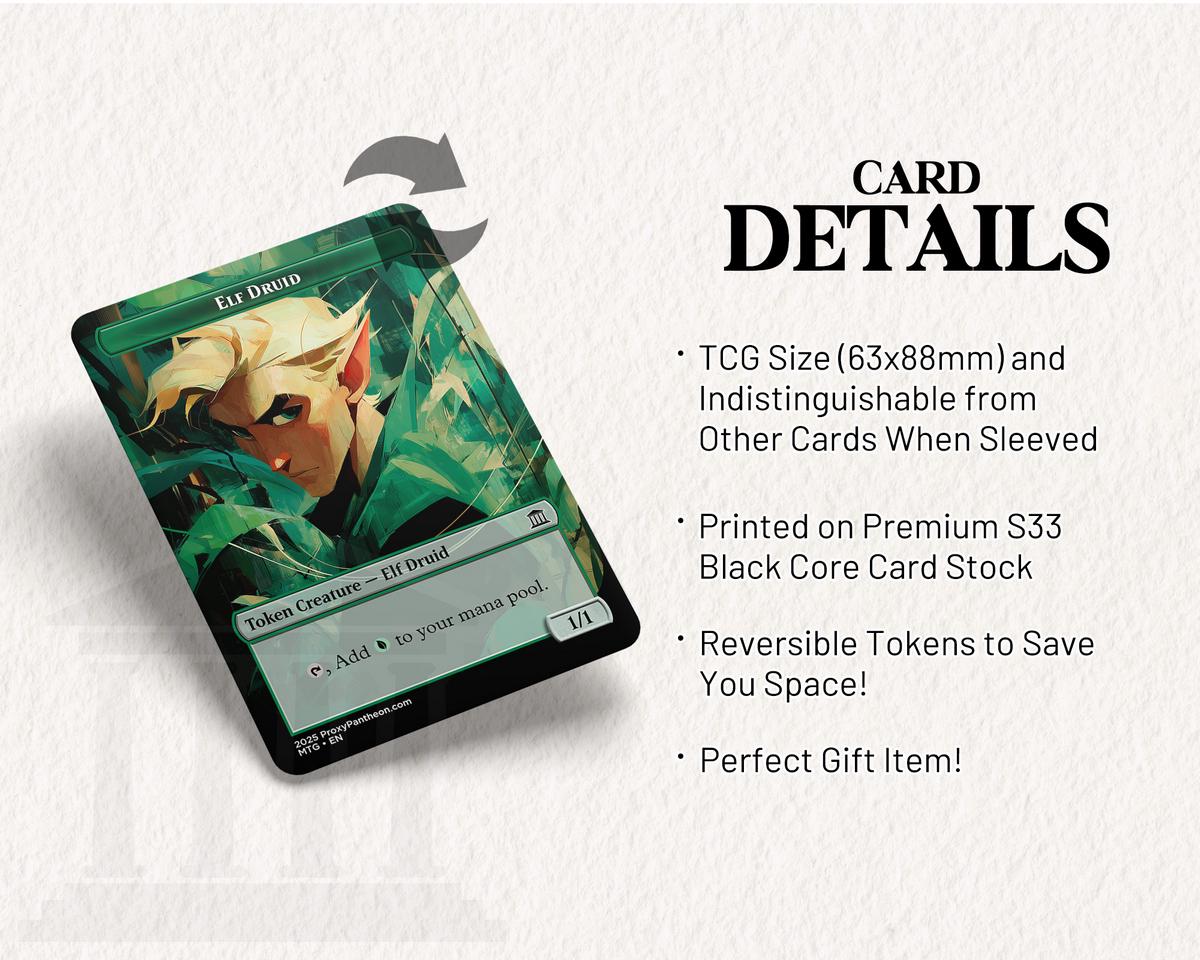 Elf Warrior (1/1) & Druid (1/1) Reversible Tokens | Proxy Card