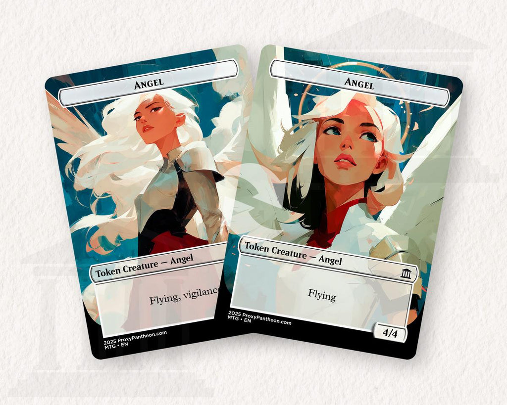 Angel (4/4) Reversible Tokens (Flying, Vigilance) | Proxy Card