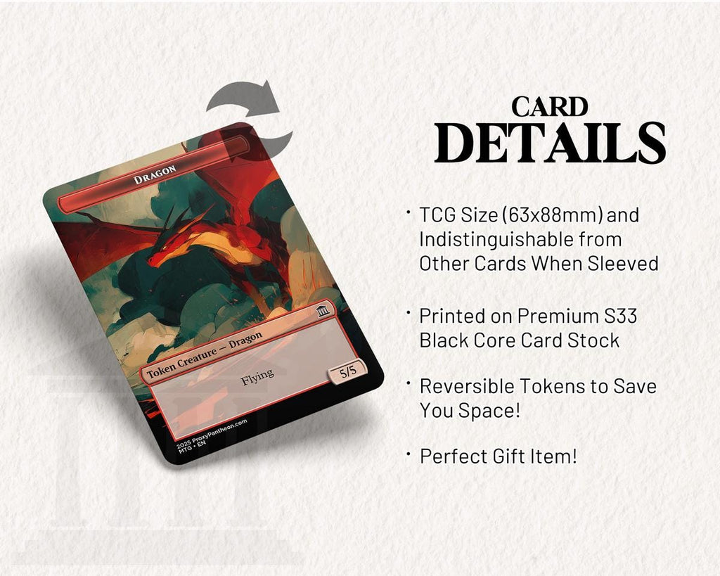 Dragon (4/4) & Dragon (5/5) Reversible Tokens (Flying) | Proxy Card