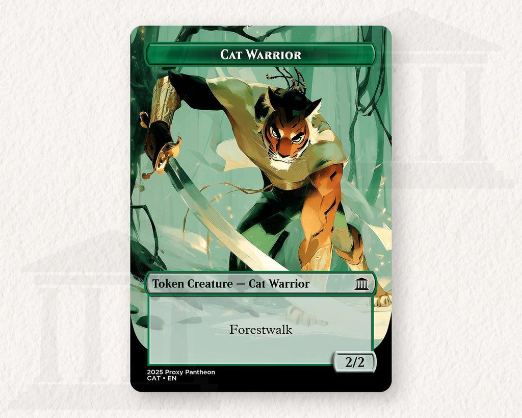 Cat Warrior (2/2) Token (Forestwalk) | Proxy Card