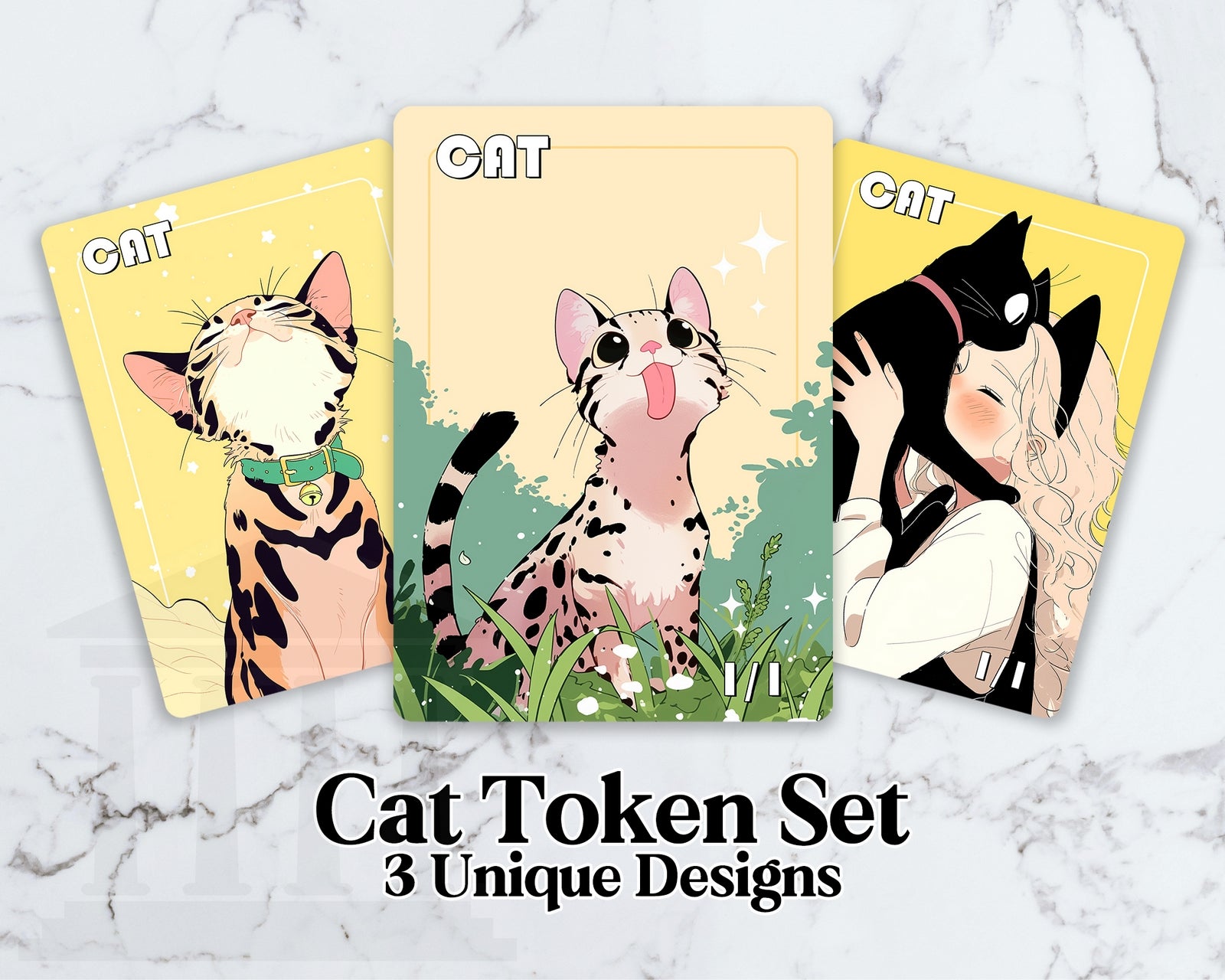 Cat (White) Token Set | Proxy Card